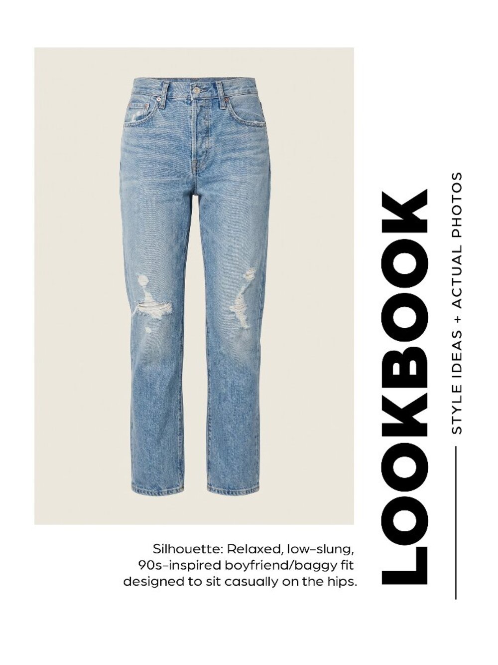 FRAME Le Slouch Boyfriend Jeans 28 Bluejay Rips Relaxed Denim LSLJ727 - Picture 2 of 14
